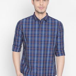 Basics Men Blue Slim Fit Checked Casual Shirt-image-17