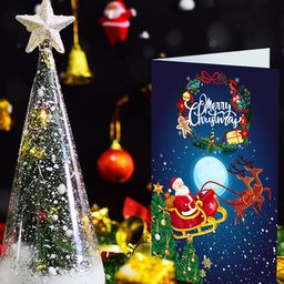 Archies Pack of 2 Artificial Plastic Christmas Tree In A Glass & Greeting Card-9