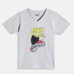 Eteenz Kids Boys Johnny Bravo Printed V-Neck T-Shirt-image-36