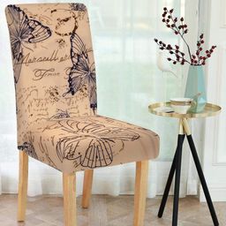 Cortina Set of 4 Beige Printed Chair Cover-12