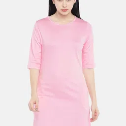 STATUS MANTRA Women Pink T-shirt Dress-image-59