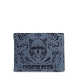 Leather Zentrum Men Blue & Black Textured Two Fold Leather Wallet-23