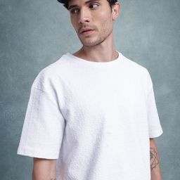 The Roadster Lifestyle Co. Men Self Design Drop-Shoulder Sleeves Relaxed Fit T-shirt-image-37