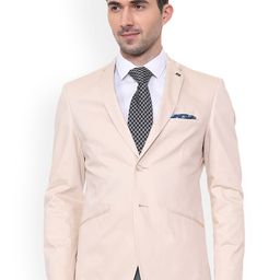 Allen Solly Men Beige Solid Slim-Fit Single-Breasted Blazer-15