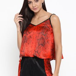 EROTISSCH Women Red & Black Satin Finish Snake Printed Nightsuit-picture-10