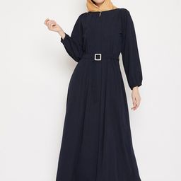 MOMIN LIBAS Women Navy Blue Solid Abaya with Belt-image-67