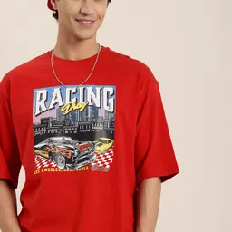 HERE&NOW Graphic Printed Drop-Shoulder Sleeves Pure Cotton Oversized T-shirt-picture-32