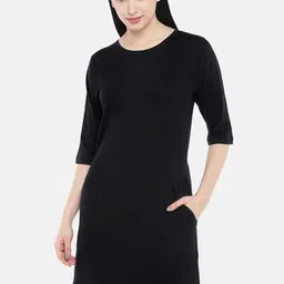 STATUS MANTRA Black T-shirt Dress-image-26