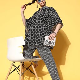 Yufta Printed Cotton Top with Trousers-49
