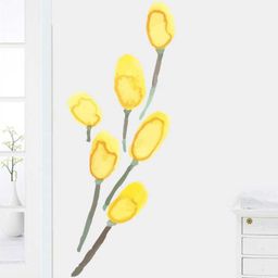 rawpockets Yellow & Green Modern Flower Wall Stickers-5