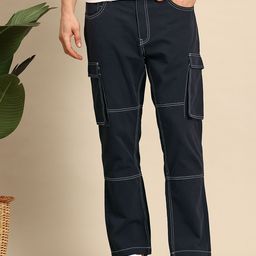 Mast & Harbour Men Pure Cotton Contrast Stitch Cargos-image-20