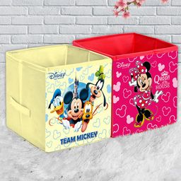 Kuber Industries Set Of 2 Disney Print Extra Large Foldable Storage Cubes With Handle-7