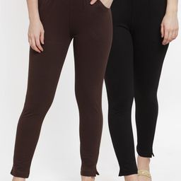 TAG 7 Women Pack Of 2 Solid Straight-Fit Ankle-Length Leggings-43