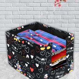 Kuber Industries Set Of 4 Black & Red Disney Mickey Print Foldable Cloth Storage Boxes With Handle image 4