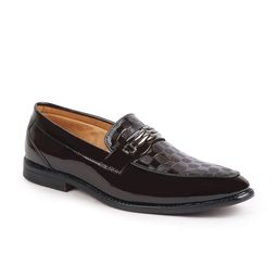 FAUSTO Men Brown Patent Leather Casual Loafers-picture-36