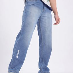 glitchez Men Mid-Rise Light Fade Embroidered Detail Pure Cotton Straight Fit Jeans-image-82