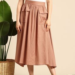 Mast & Harbour Women Flared Midi Skirt with Flap Pockets-picture-17