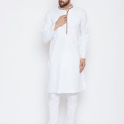 even Men White Solid Kurta with Pyjamas-image-26