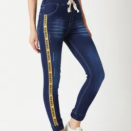 Miss Chase Women Navy Blue Denim  Regular Fit Solid Joggers-image-57