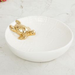 Home Centre White & Gold-Toned Solid Brighton Turtle Decorative Serving Bowl-6