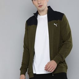 Puma Men Olive Green And Black Colourblocked Slub Bomber Jacket-picture-16
