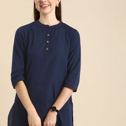 Anouk Mandarin Collar Indigo Kurta-picture-30
