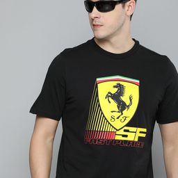 PUMA Motorsport Pure Cotton Scuderia Ferrari Race Big Shield Printed T-shirt-image-6