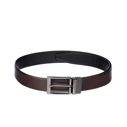 Kara Men Black & Brown Textured Reversible Leather Formal Belt-image-21