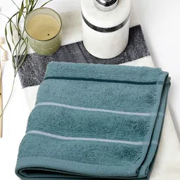 Portico New York Green Striped 500 GSM Face Towel-image-4