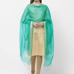 Dupatta Bazaar Sea Green Solid Dupatta-picture-6