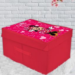 Kuber Industries Fuchsia Pink & Black Disney Minnie Print Foldable Storage Organizer Box With Lid & Handles-41