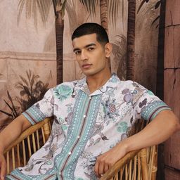 Sangria Floral Printed Ethnic Shirt-image-80