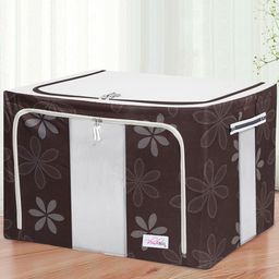 BlushBees Brown & White Printed Multi-Utility Wardrobe Organizer-58