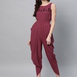 Zima Leto Women Burgundy Solid Dhoti Style Jumpsuit-picture-49
