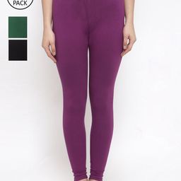 TAG 7 Women Pack Of 3 Solid Churidar Length Leggings-picture-27