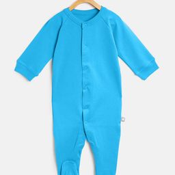 cherrytoes Unisex Kids Blue Organic Cotton Solid Basic Jumpsuit-image-84