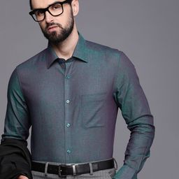 Louis Philippe Men Teal Green Long Sleeves Formal Shirt-image-20