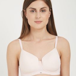 Soie Pink Solid Non-Wired Lightly Padded T-shirt Bra-image-70