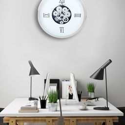Horo White Handcrafted Geometric Solid 36 cm Analogue Wall Clock-image-21