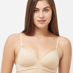 Soie Nude-Coloured Solid Non-Wired Lightly Padded T-shirt Bra-picture-29