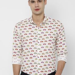 SIMON CARTER LONDON Men White Slim Fit Printed Casual Shirt-image-37