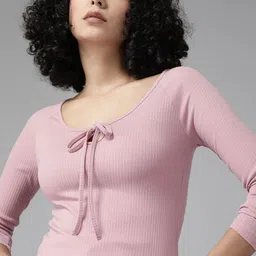 The Roadster Lifestyle Co. Ribbed Tie-Up Neck Top-picture-33