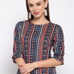 Style Quotient Multicoloured Abstract Printed Top With Flared Sleeves-18