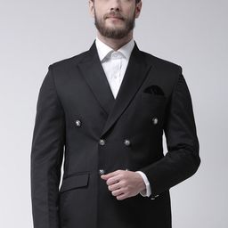 Hangup Men Black Solid Double-Breasted Blazer-picture-36