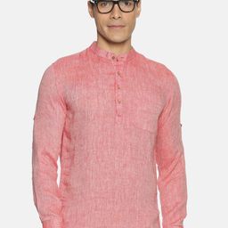 Ecentric Men Red Striped Eco-Friendly Hemp Straight Sustainable Kurta-image-68