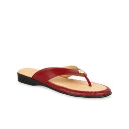 Scholl Women Red Solid Leather Open Toe Flats-43