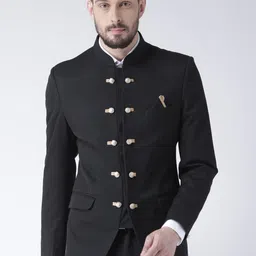 Hangup Men Black Solid Bandhgala Blazer-picture-21