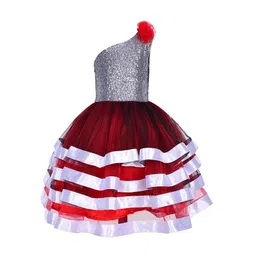Samsara Couture Girls Multicoloured Solid Fit and Flare Dress-image-30