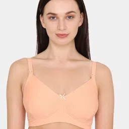 Zivame Peach-Coloured Solid Non-Wired Non Padded Maternity Bra-12