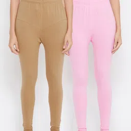 Tulsattva Women Pack Of 2 Solid Churidar-Length Leggings-image-53